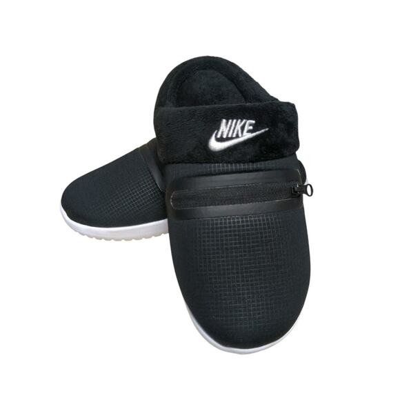 Nike Burrow Slippers Black White Comfy Women's Size 5 Zipper Pocket - Picture 1 of 6